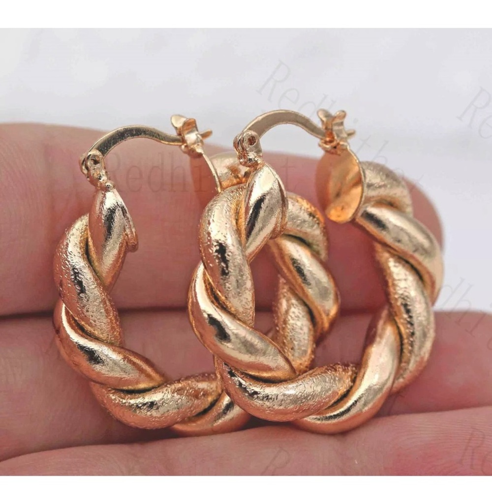 Gold Filled Earrings Twisted Hemp RopeDelicacy - Picture 3 of 4